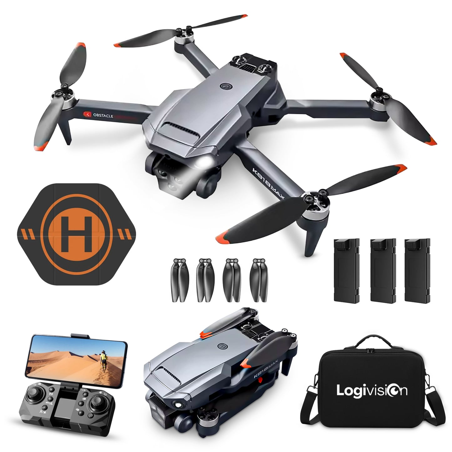 Logivision K818 PRO Drone met Drievoudige 4K Camera